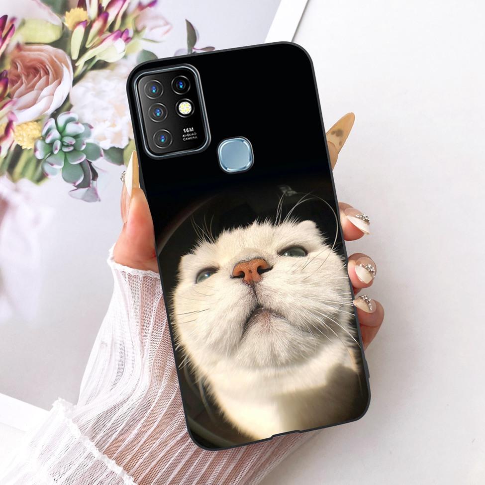 Case For Infinix Hot 10 Cover Aesthetic Cute Cat Fashion Funny Painted Bumper For Infinix Hot10 X682B X682C Casing