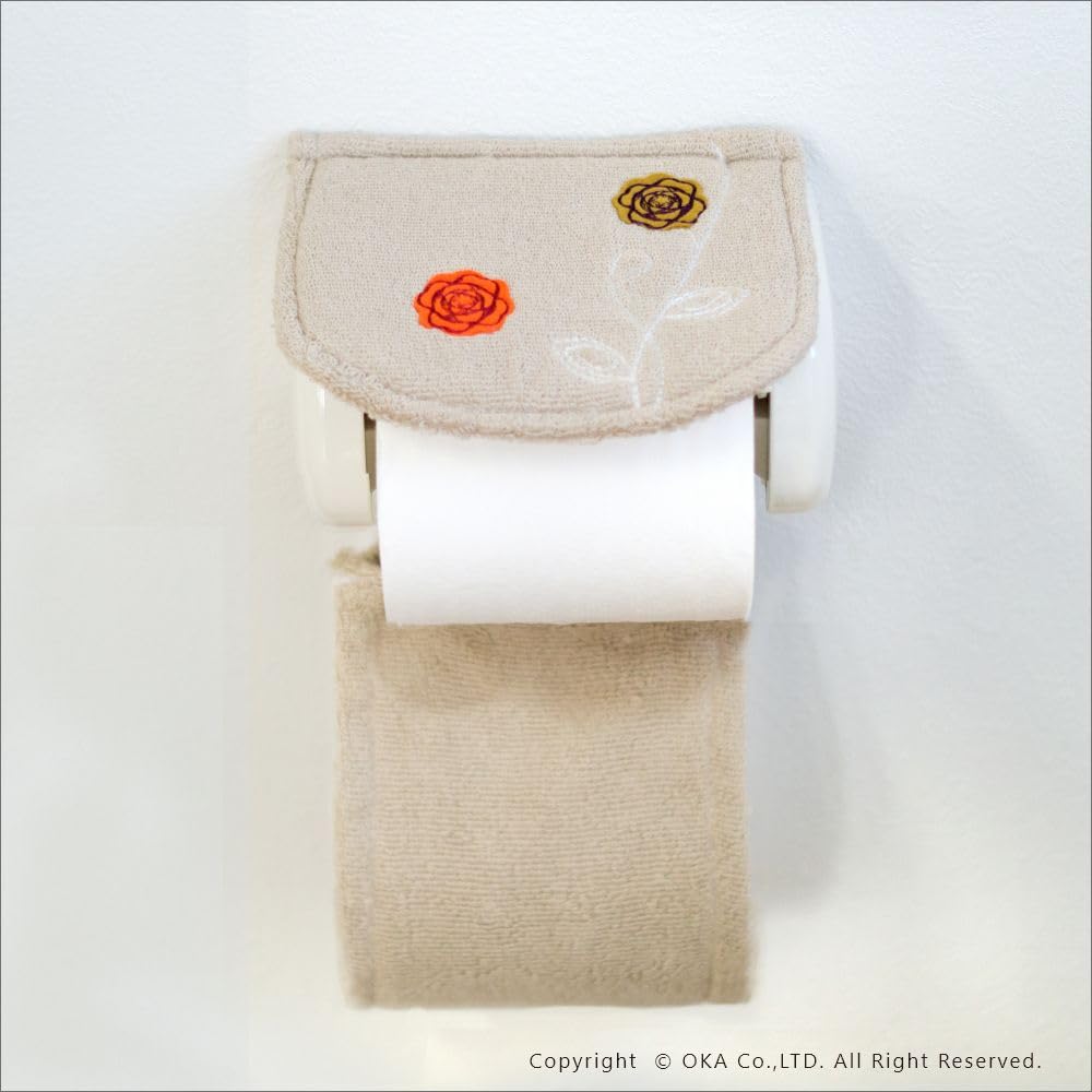 OKA Etoff Toilet Paper Holder Cover, Beige (Cute, Stylish, Scandinavian Design with Storage)