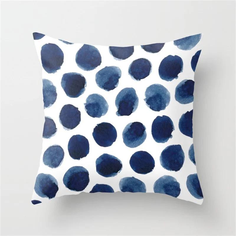 45x45cm Modern Geometric Cushion Cover Art Blue Marble Print Pillowcase Car Sofa Office Waist Throw  Home Decor