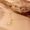 Fashion 316L Stainless Steel Sun Pendant Golden Concise Solar Lobster Clasp Jewelry Gift Women Girl