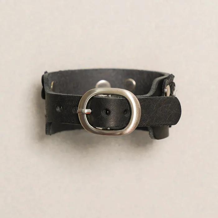 Feverfew Leather Bracelet Black