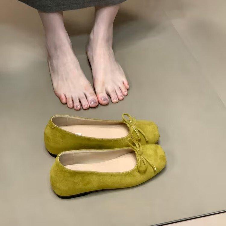 

Soft leather version~ retro temperament French inner height-increasing ballet shoes 2025 autumn new bow evening shoes 35