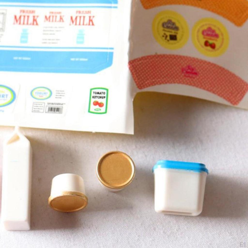 5x 1:12 Mini Tomato Sauce Milk Yogurt Ice Cream Simulation Room Decor