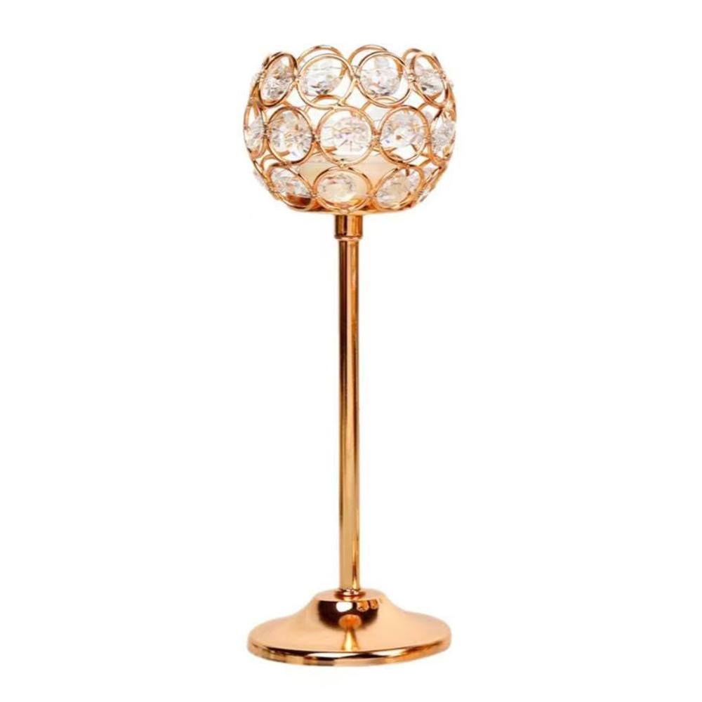 

Large Size European Mini Crystal Candlestick Creative Metal Ornament Table Decoration for Candlelight Dinner