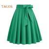 Women Mini Skirt High Waist Lace-up Bowknot Decor Short Skirt Solid Color A-Line Skate Skirt Leisure Daily Wear
