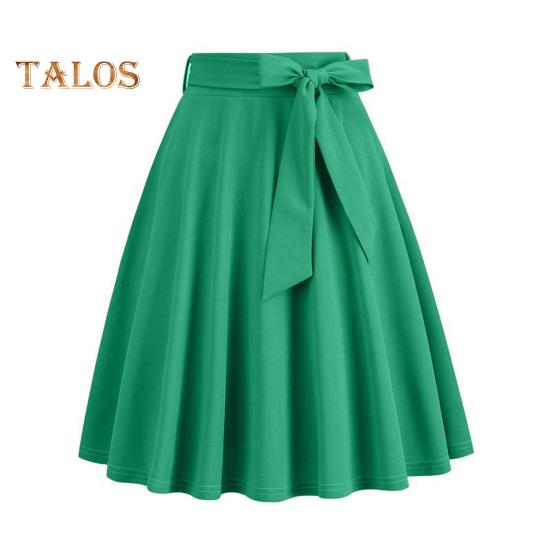 Women Mini Skirt High Waist Lace-up Bowknot Decor Short Skirt Solid Color A-Line Skate Skirt Leisure Daily Wear