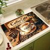 1Pcs Dish Rubber Drying Mat With Coffee Themed Print  For Coffee Shop Restaurant Kitchen Carpet Tableware Durable Diatom Mud Table Mat Coffeeware