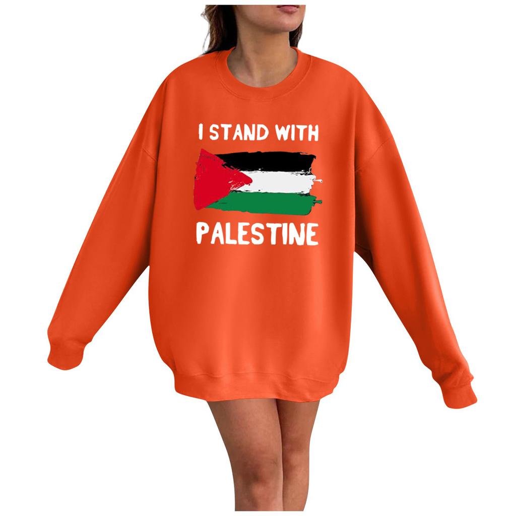 Women's Fashion Loose Casual Printed Long Sleeve Pullover Sweatshirt Top