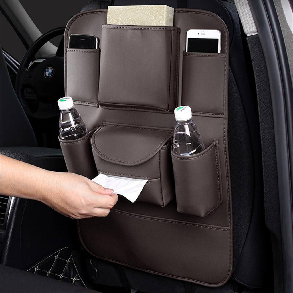 Obbarde Car Seat Back Organizer Storage Bag Compatible with Mercedes BMW Leather Waterproof Kick Mat