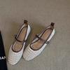 Super Soft Sheepskin~ French Cool Single Shoes Women's Flat-bottomed Summer Woven Retro Shallow Mouth Ballet Shoes Breathable Mary Jane Shoes