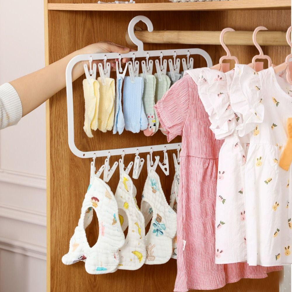 Portable Multi-clip Sock Holders Detachable Children's Hook Hanger Drying Rack with Clips  Home