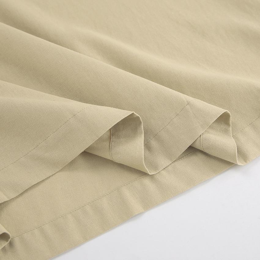 Khaki Hanging Neck Cotton Linen Dress, Loose Vest Skirt, Long Skirt For Women