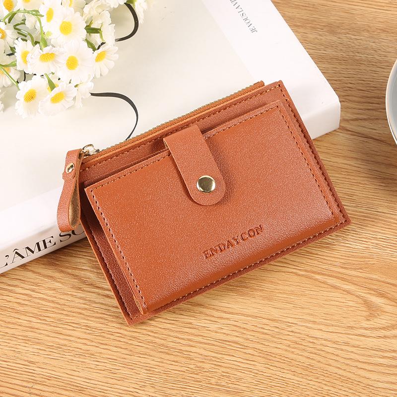 Ultradünne Damenledergeldbörse mit Kartenfächern und Reißverschluss – Große Kapazität, einfarbiges Design