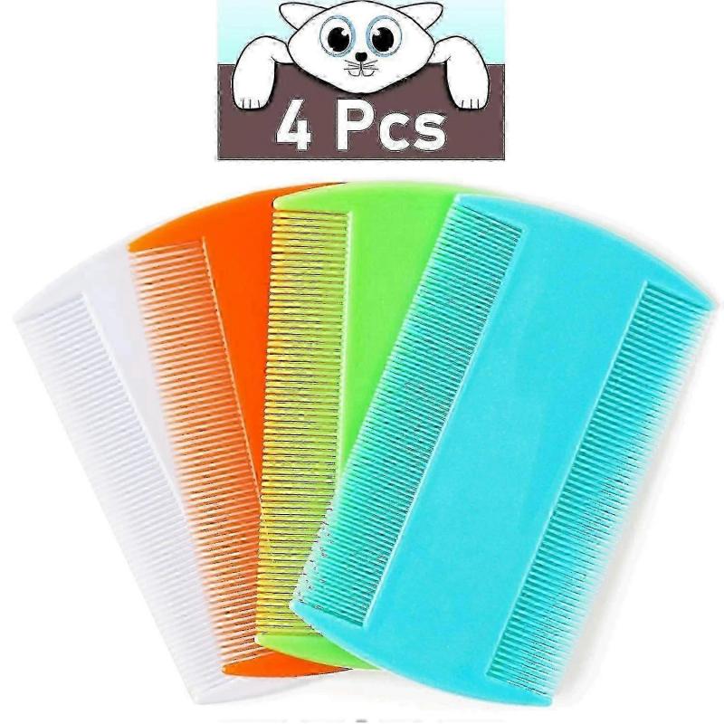 Flea Comb For Cats, 4 Pcs Lice Comb For Dogs, Double Sided Cat Comb For Short Hair Of Pets Or Humans,Random Color