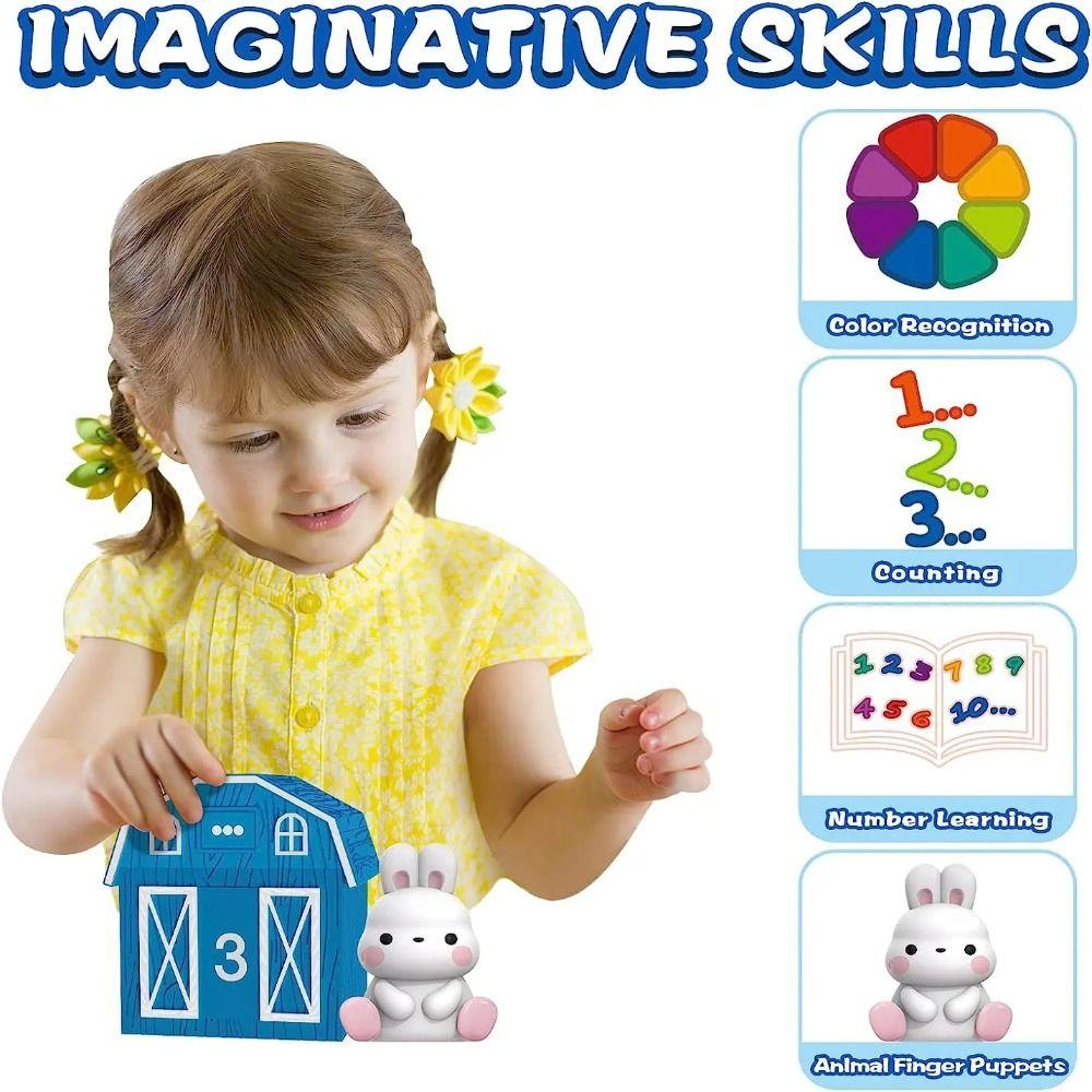 Early Education Animal Finger Puppets Color Sorting Toddler Learning Toys  Peekaboo Game