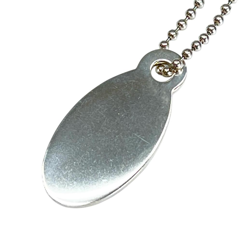 TIFFANY&Co. Necklace Oval Tag Long Silver SV925 Women Used