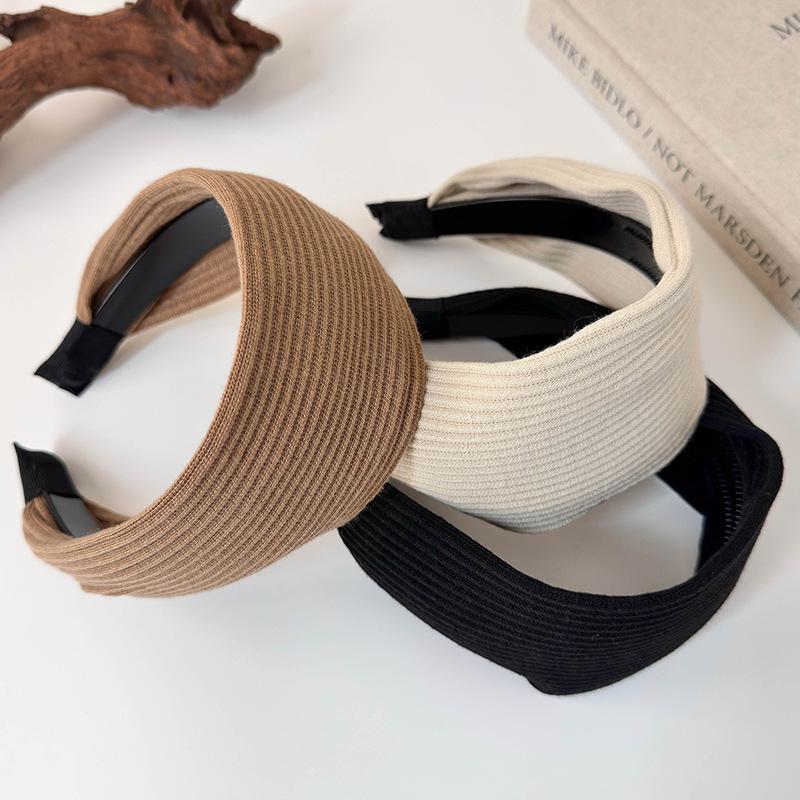 Retro Knitted Widening Headband Woman Elegant Hair Hoop Solid Color Wide Hair Band Female Fashion Autumn Winter Hair Accessories
