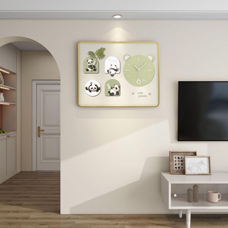 Modern Luxury Panda Wall Clock: High-End Creative Home Decor for Living Room