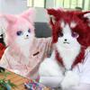 Tierisch Felliger Fursuit Kopfmaske Plüsch Katze Fuchs Maske Kostüm Requisiten für Halloween Cosplay Party
