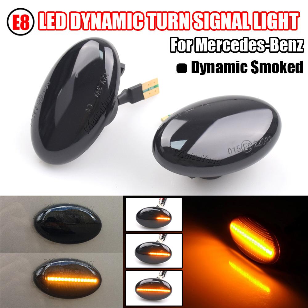 2x Dynamic LED Turn Signal Lights Side Marker Lamp Car Accessories For Mercedes-Benz Smart 450 & Benz W639 W168 W447 Dynamic Smoked