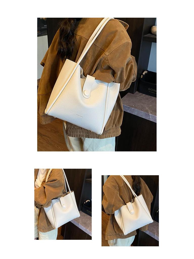 Women's Large Capacity Retro Commuter Tote Bag, Winter 2025, Soft Leather, High-end Shoulder Bag