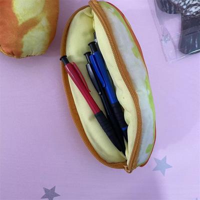 Stationery Box Cartoon Imitation Bread Design Pencil Case Zipper Closure Makeup Brush Holder School Supplies Organizer