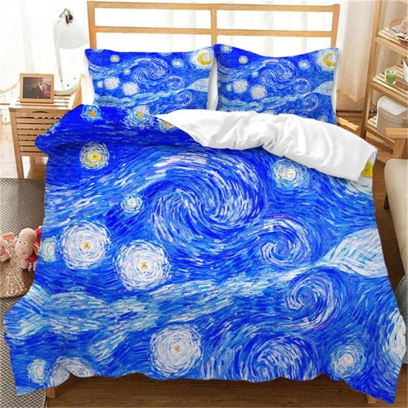 Van Gogh Duvet Cover Oil Painting Style Starry Sky Night Bedding Set Microfiber Comforter Cover Gifts For Girls Boys Teen Decor
