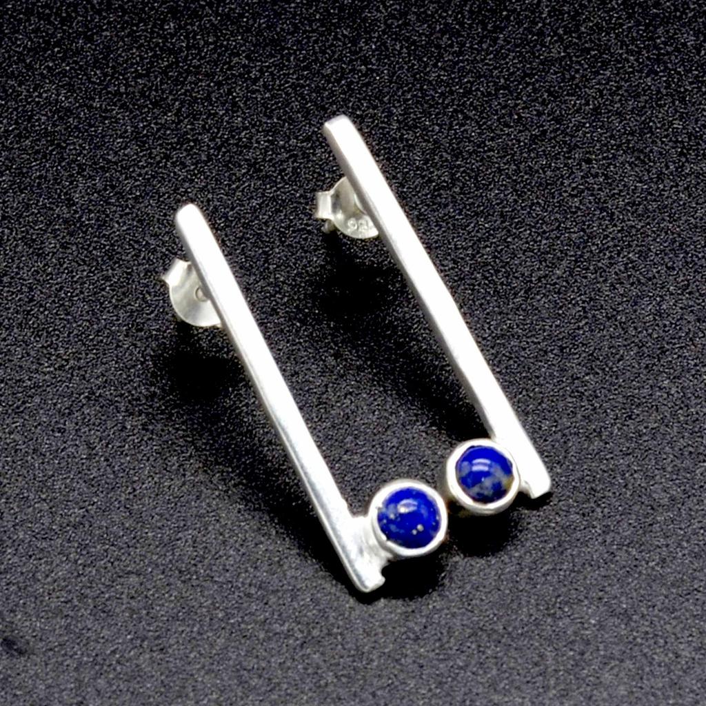 Moonstone Silver Bar Women Earrings Minimalist Jewelry Handmade Studs, Gemstone & Sterling Silver Jewelry Unique Wedding Gift For Her