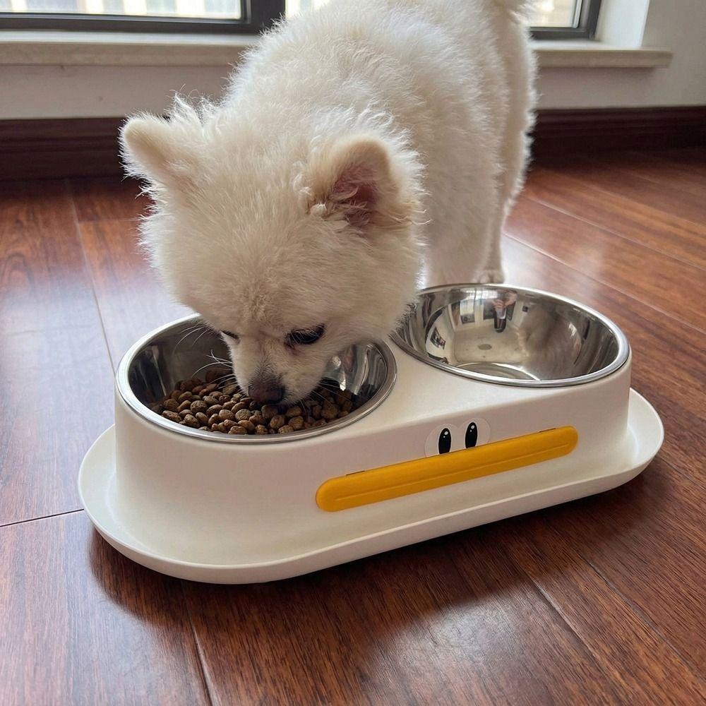Stainless Steel Dog Double Bowl Anti Slip Anti Knock Elevated Pet Feeder Large Capacity Detachable Pet Drinking Bowl with Stand