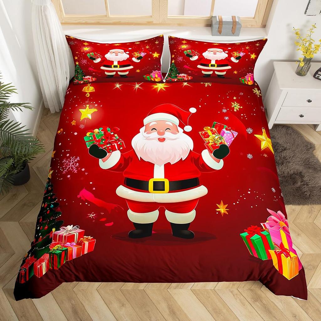 Comforter Merry Christmas Twin King Santa Claus Bedding Set Christmas Tree Winter Theme Comforter Happy New Year Bedding