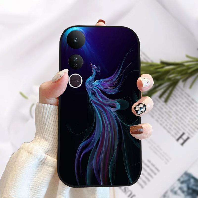 For Vivo V50 Lite 5G Case Fashion Luxury Printed Black Matte Soft TPU Silicone Bumper Cover For Vivo V50Lite 4G Phone Case Funda