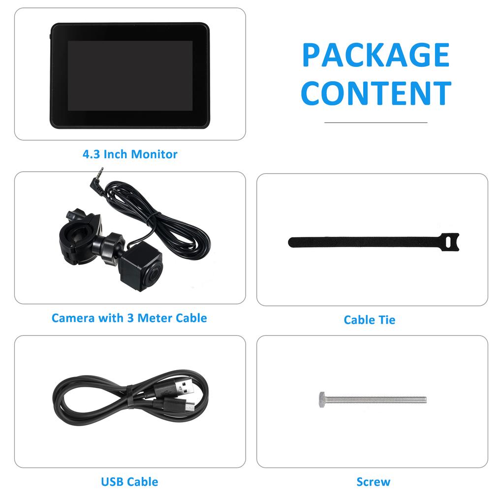 Handlebar Bike Mirror, 1080P Rechargeable Recording Bicycle Rear View Camera with 4.3 Monitor Night Vision 110