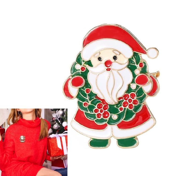 Cheerful Santa Face Brooch Alloy Christmas Pin For Clothing Decoration Secured Backing Design Sturdy Holiday Themed Accessory