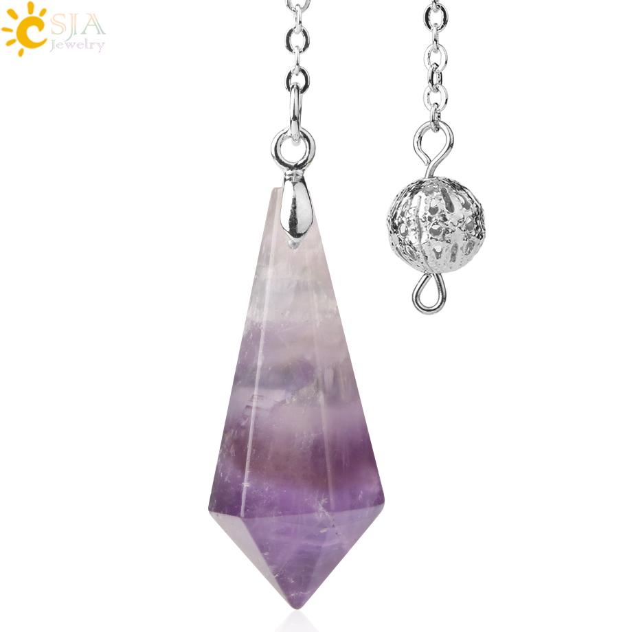 CSJA Rock Crystal Quartz Pendulum for Dowsing Rod Natural Stone Pendant Pendulos Pendules Radiesthesia Spiritual Products G690