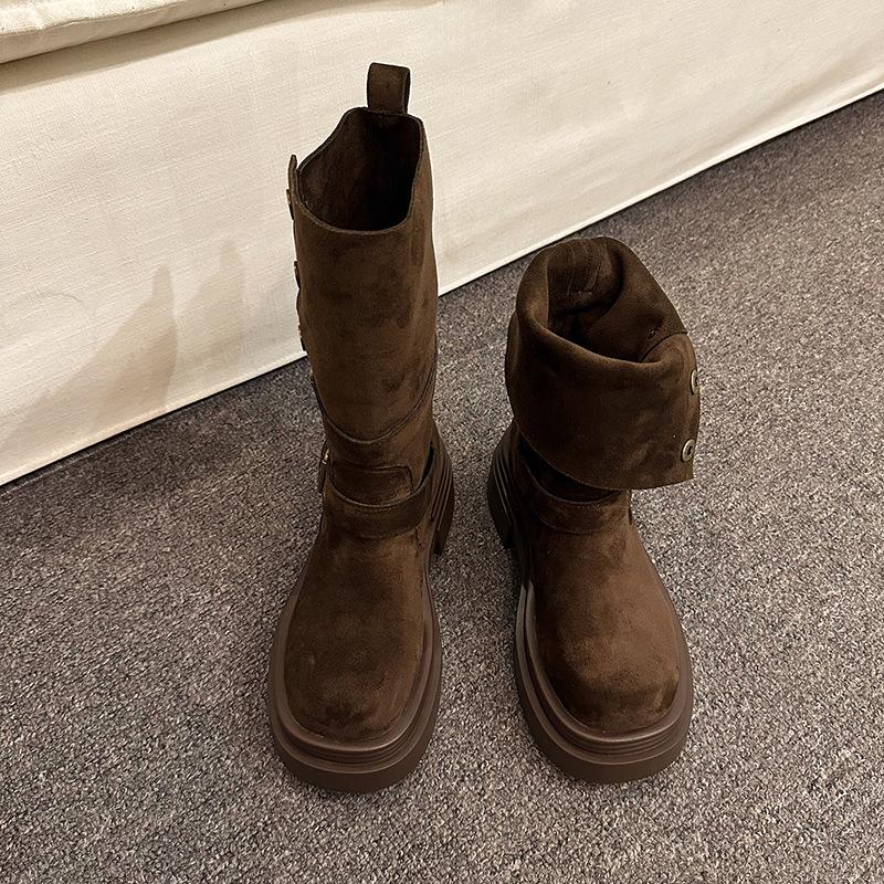 

Two-wear locomotive Martin boots children in the autumn and winter of 2025 new thick-soled heightening small short boots women s fashion boots 39 темно-коричневого