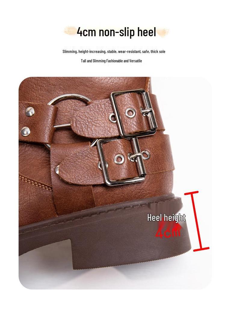 Women's Vintage Brown Genuine Leather Over-the-Knee Knight & Cowboy Boots