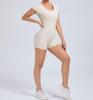 European & American Backless Peach Hip Tight Yoga One-Piece - Short Sleeve for Dance, Fitness & Sports