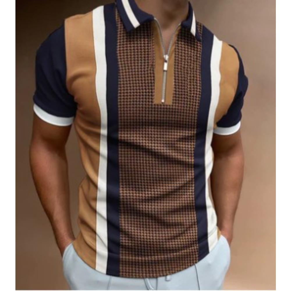 

Fashionable Polo Shirt with Zip and Colour-Blocking: Men s Casual, Versatile, Short-Sleeved, Relaxed-Fit Polo Shirt XXXL