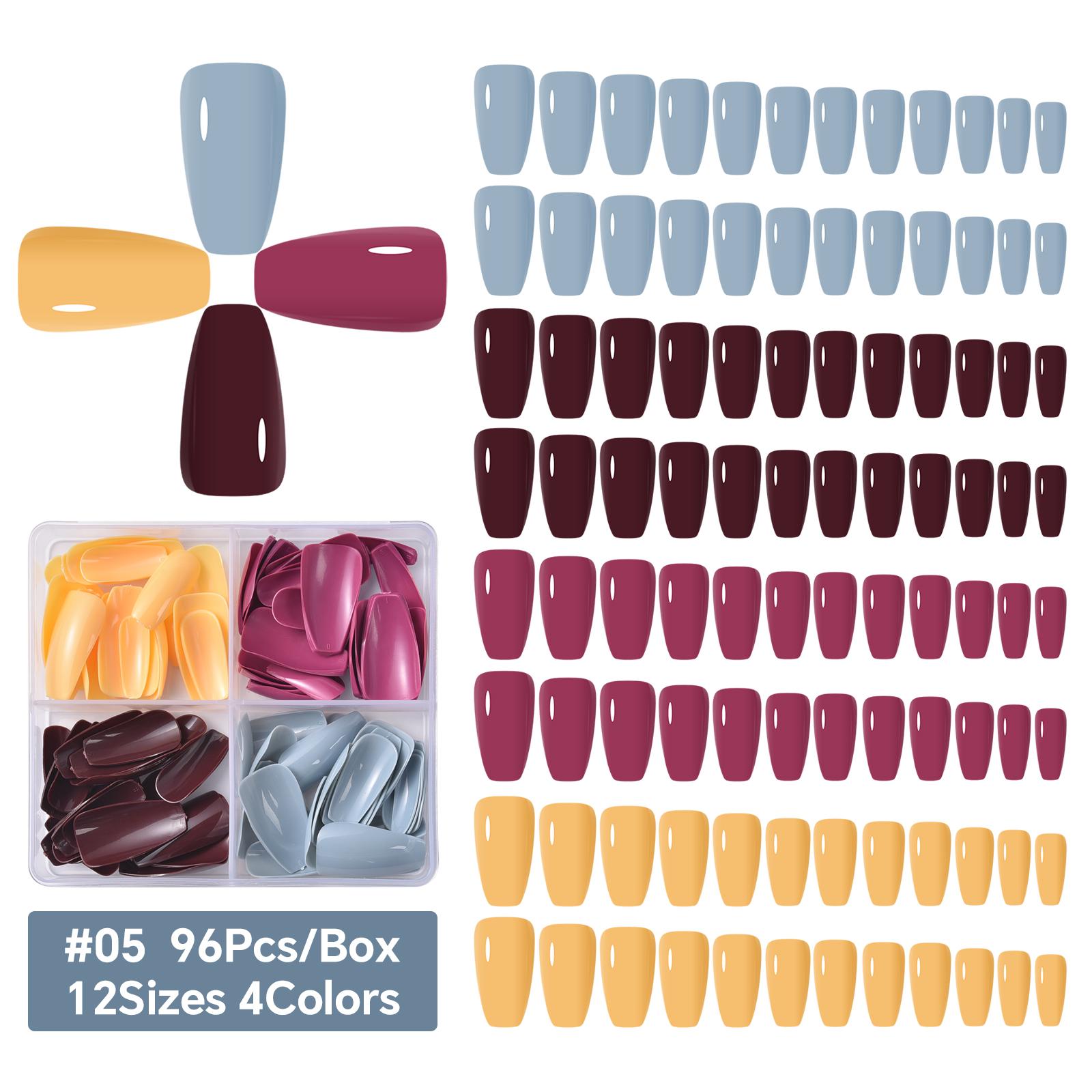 

96 шт./кор. короткие круглые квадратные накладные ногти балетная одежда пресс-накладные ногти смешанные цвета полное покрытие накладные ногти набор искусственных типсов