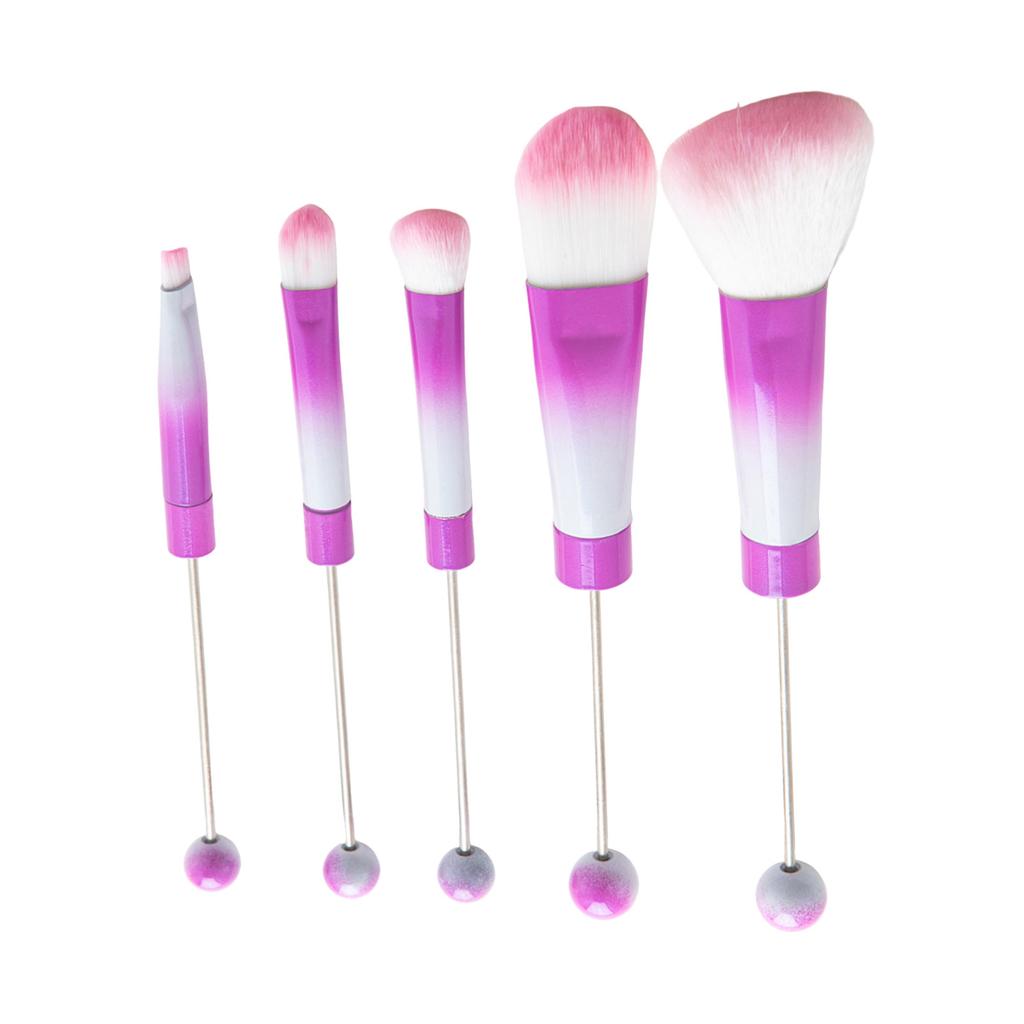 Beaded Makeup Brush Set Metal Handle Makeup Brushes Eyeshadow Brush Blush Brush Beadable Makeup Brushes for Makeup