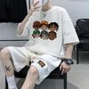 Men's Retro Hip-Hop Waffle Sports Suit: Trendy Short-Sleeve T-Shirt & Shorts
