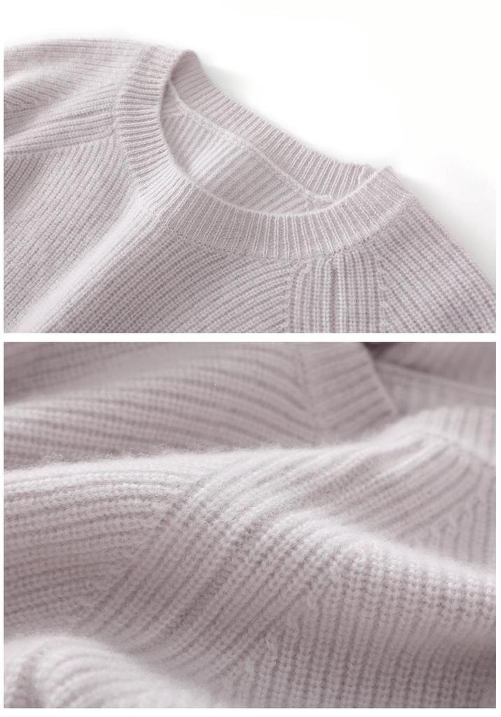 Women's Slimming Round Neck Long Sleeve Cashmere Knit Sweater