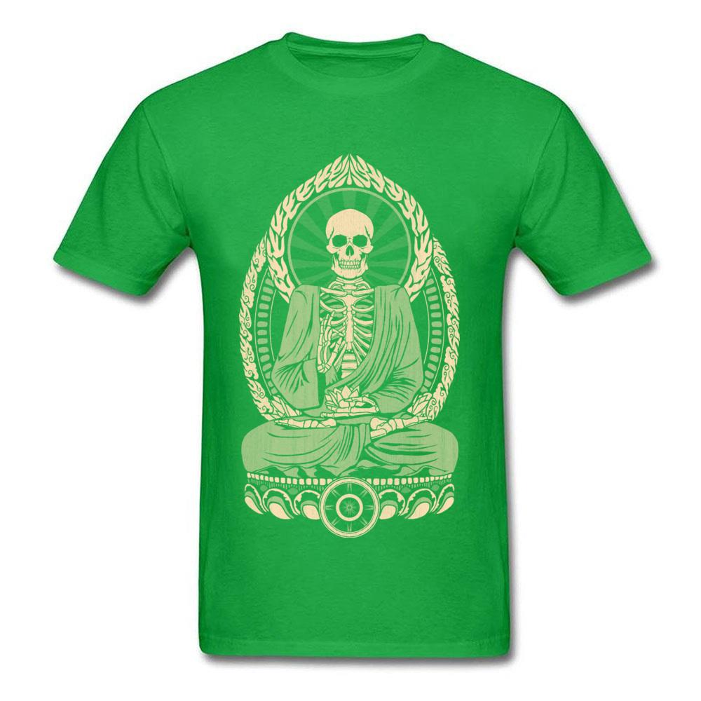 Starving Buddha Skeleton T-shirt Print Men T Shirt Aged Skull Tshirt Unique Design Adult Clothing Black Tops Cotton Tees