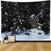 Snow House Tapestry Winter Landscape Tapestry Snowy Tree Woodland Tapestries Wall Hanging for Bedroom Living Room Dorm Office
