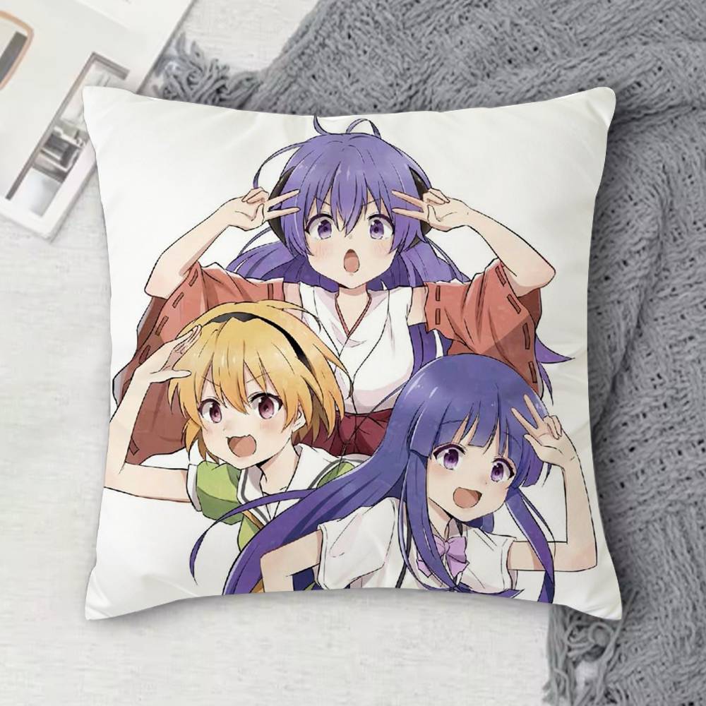 H-Higurashi When They Cry Double-Sided Printed Square Decorative Cushion Cover For Sofa Living Room Home Decor
