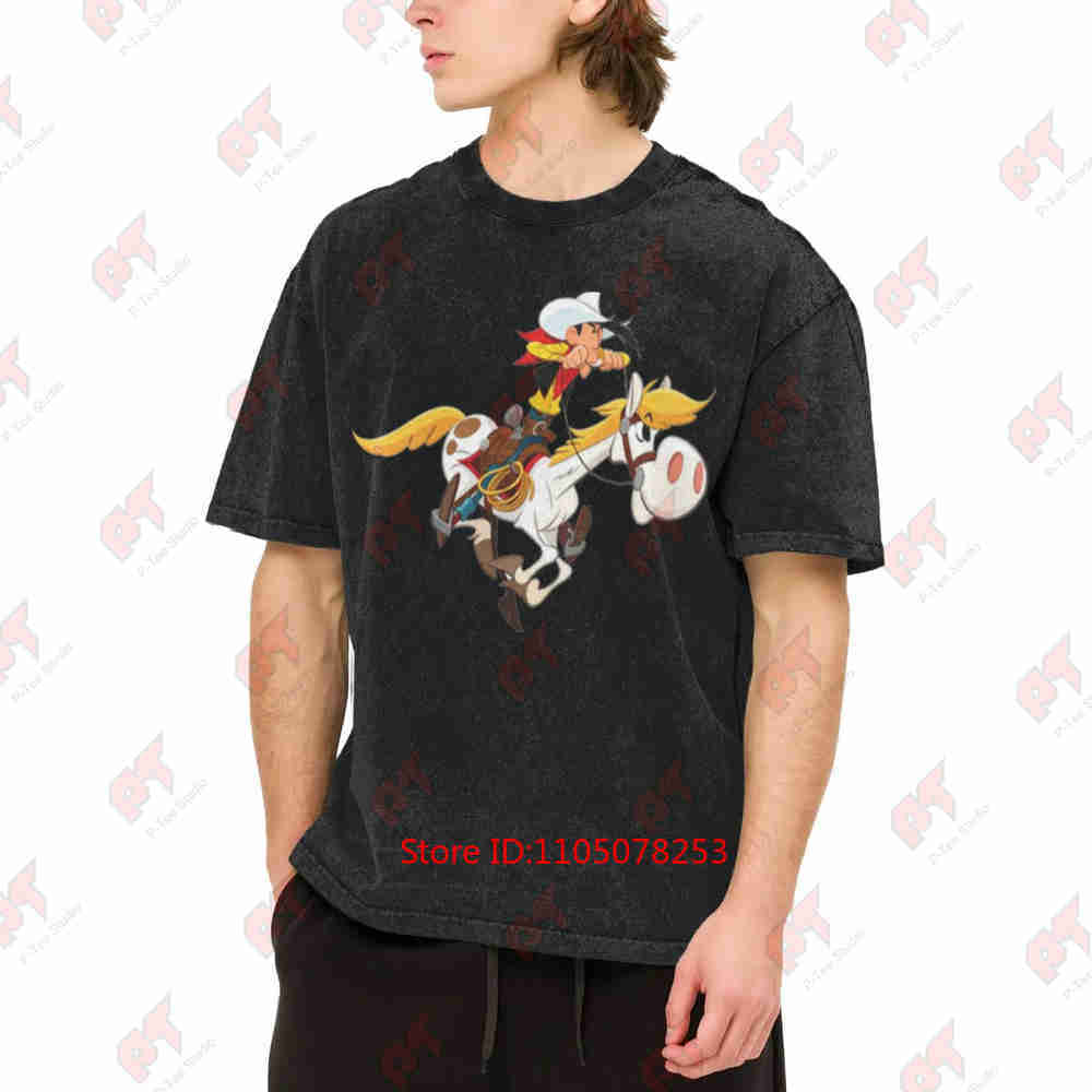 Luke Cowboy Horse Vintage Washed Tee Pure Cotton T-Shirt