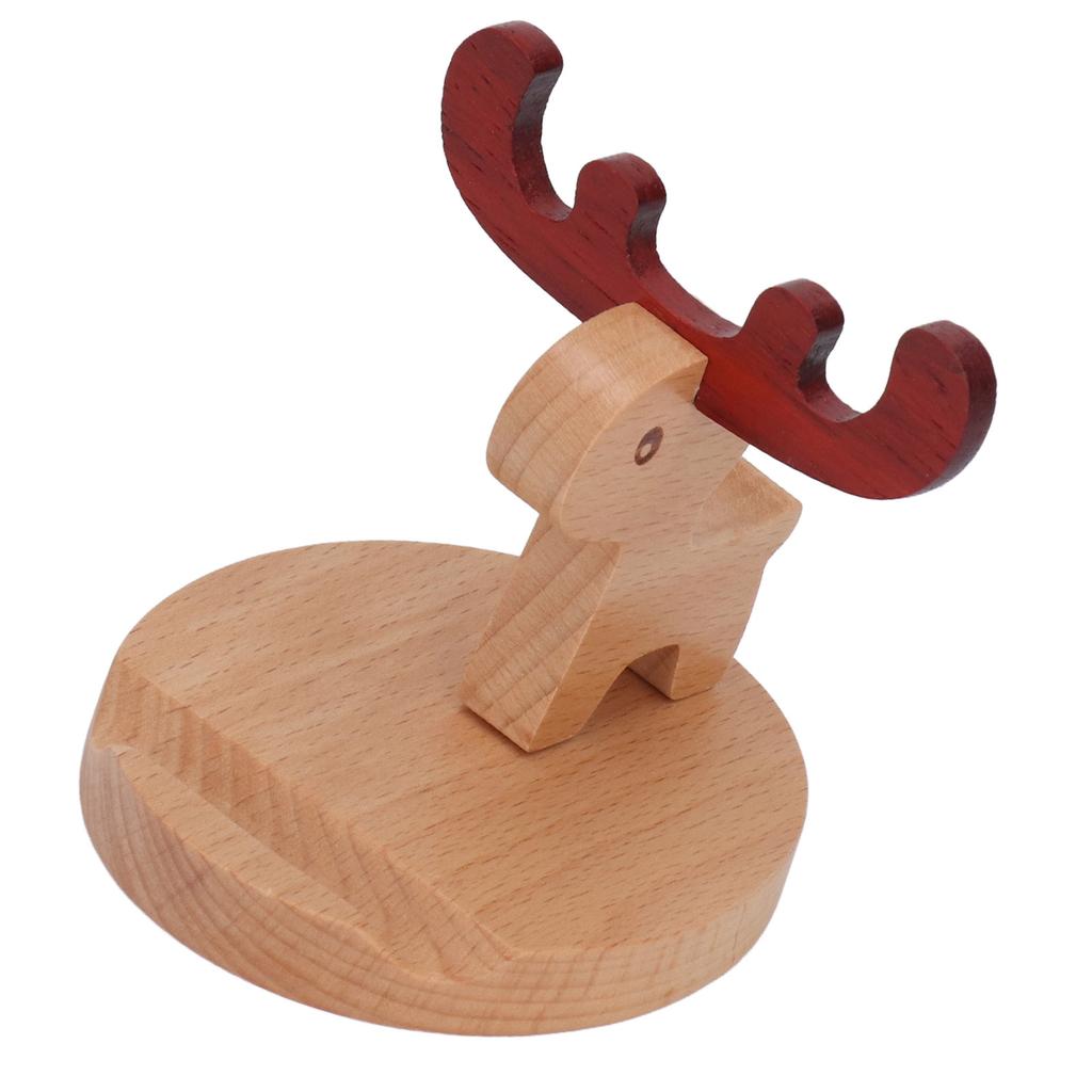 2 Sets Cellphone Stand Deer Shaped Multifunctional Wooden Desk Mobile Phone Stand Desktop Decorations