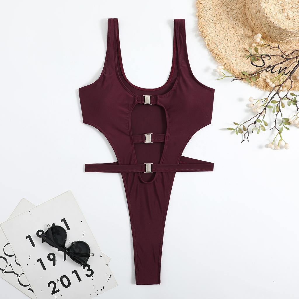 Maillot de bain pour femme, bretelles creuses, une pièce, Bikini, Sexy, dos nu, plage