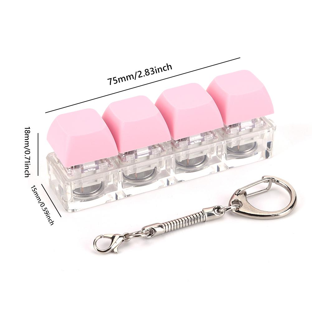

LED Keyboard Fidget Toys Keychain 4 Keys Keyboard Decompression Toys Mechanical Keyboard Clicker for Adult Gifts Stress Relief розовый