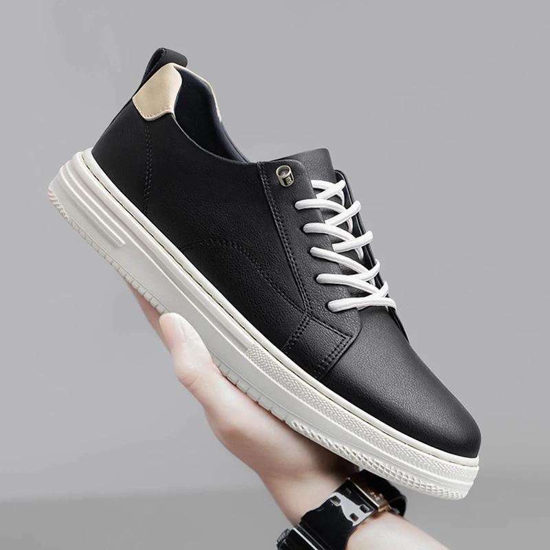 Fashion Men's Genuine Casual Shoes Handmade Leather Black Business Shoes for Men Comfort Classic White Luxury Shoes Mocasines Hombre